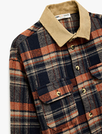 Uzun Kollu Cep Detaylı Ekoseli Oduncu Gömlek