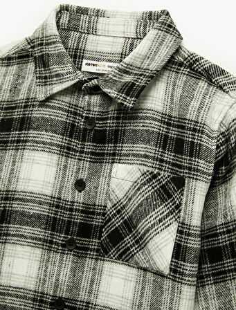 Uzun Kollu Tek Cepli Klasik Yaka Ekoseli Gömlek