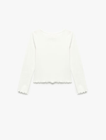 Pamuklu Baskılı Uzun Kollu Bisiklet Yaka Tişört