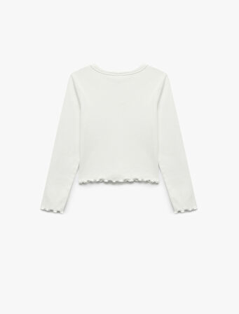 Uzun Kollu Bisiklet Yaka Fiyonk Pencere Detaylı Kaşkorse Tişört