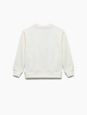 Uzun Kollu Bisiklet Yaka Pamuklu Anime Baskılı Sweatshirt