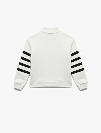Şardonlu Uzun Kollu Fermuarlı Yarım Balıkçı Yaka Oversize Sweatshirt