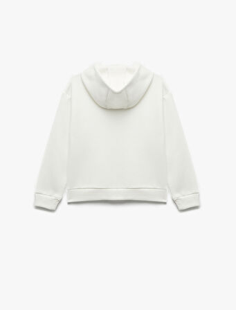 Şardonlu Uzun Kollu Kapşonlu Fermuarlı Sweatshirt