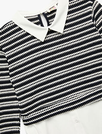 Uzun Kollu Gömlek Yaka Detaylı Sweatshirt