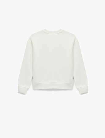 Şardonlu Uzun Kollu Bisiklet Yaka Pullu Payetli Sweatshirt