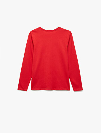 Uzun Kollu Bisiklet Yaka Pullu Payetli Tişört