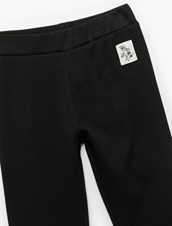 Ribanalı Beli Lastikli Pamuklu Uzun Tayt