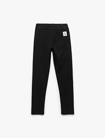 Ribanalı Beli Lastikli Pamuklu Uzun Tayt