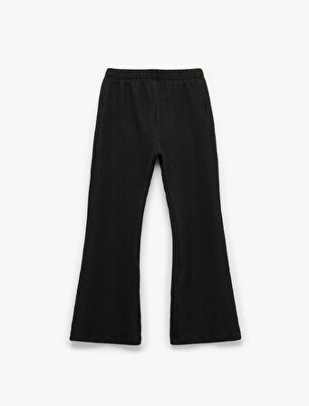 Beli Lastikli Dokulu  Basic İspanyol Paça Pantolon