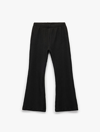 Beli Lastikli Dokulu  Basic İspanyol Paça Pantolon