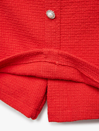 Düğmeli Cep Detaylı Tüvit Şort Etek