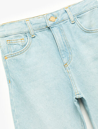 Pamuklu Cepli Mom Fit Denim Pantolon