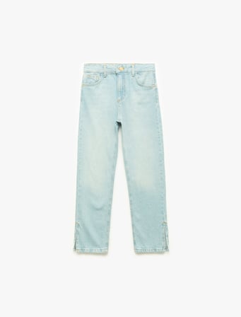 Pamuklu Cepli Mom Fit Denim Pantolon
