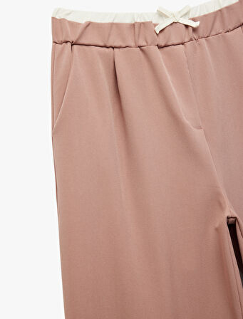 Beli Lastikli Yüksek Bel Basic Geniş Paça Pantolon