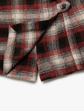 Beli Lastikli Pileli Ekoseli Şort Etek