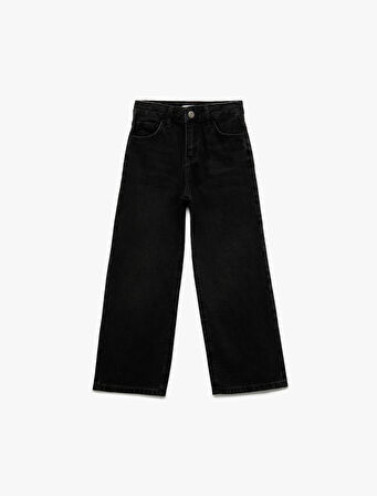 Pamuklu Geniş Paça Denim Pantolon