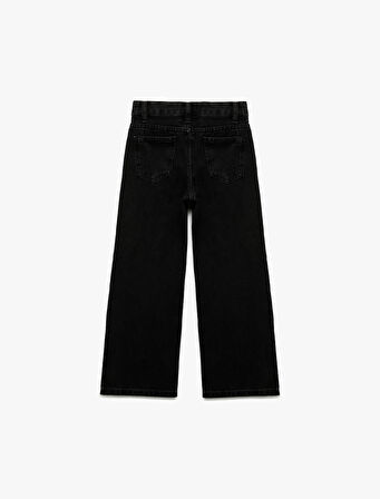Pamuklu Geniş Paça Denim Pantolon