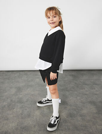 Fiyonk Detaylı Pileli Şort Etek