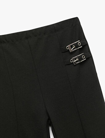 Viskon Karışımlı Toka Detaylı İspanyol Paça Pantolon