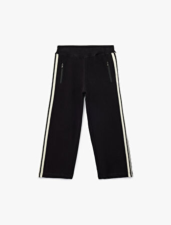 Fermuarlı Cepli Biyeli Geniş Paça Eşofman Altı