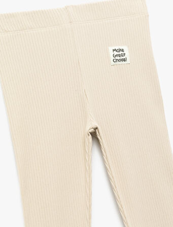 Pamuklu Kaşkorse Ribana Detaylı Bilek Boy Tayt