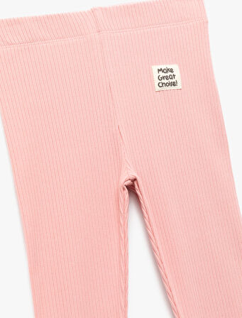 Pamuklu Kaşkorse Ribana Detaylı Bilek Boy Tayt