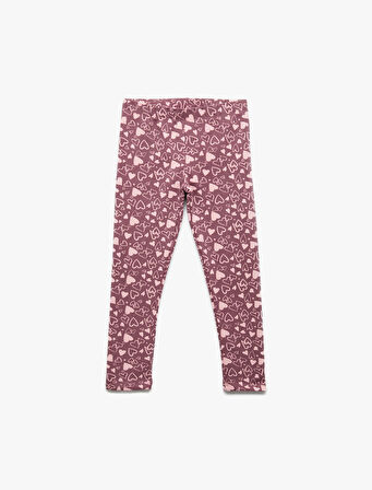 Şardonlu Kalp Desenli Pamuklu Uzun Tayt