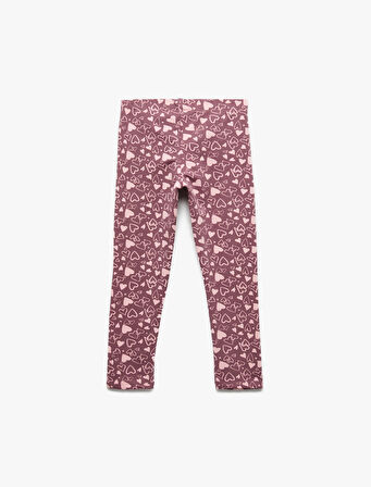 Şardonlu Kalp Desenli Pamuklu Uzun Tayt