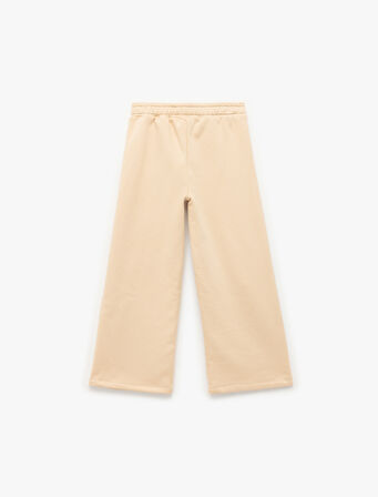 Şardonlu Pullu Payetli Pamuklu Beli Lastikli Geniş Paça Eşofman Altı