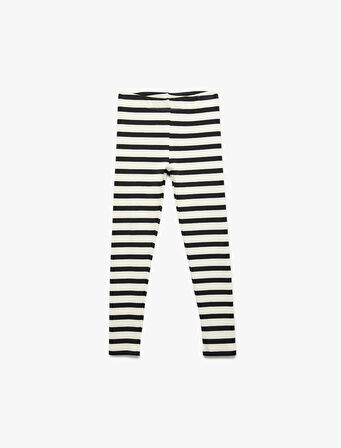 Çizgili Kaşkorse Dar Kalıp Pamuklu Tayt