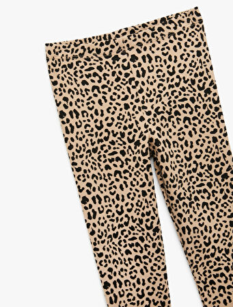 Pamuklu Dar Kalıp Leopar Desenli Tayt