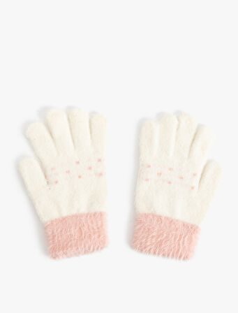 Peluş Eldiven Boncuk Detaylı 