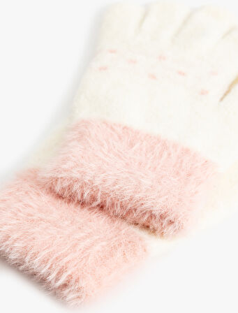 Peluş Eldiven Boncuk Detaylı 