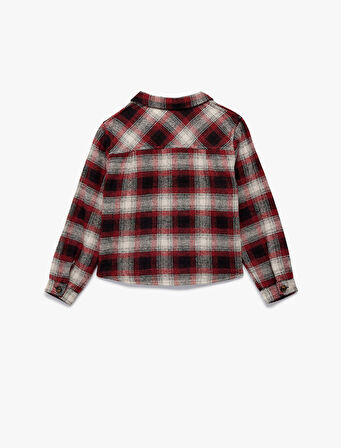 Ekose Desenli Uzun Kollu Gömlek Yaka Gömlek