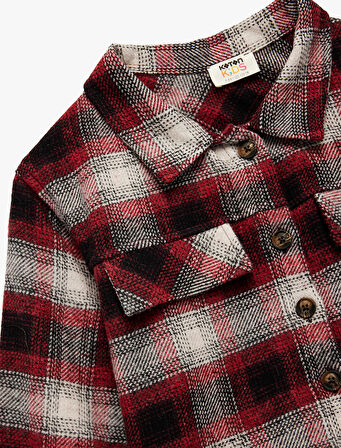 Ekose Desenli Uzun Kollu Gömlek Yaka Gömlek