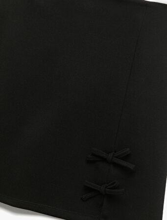 Viskon Karışımlı Fiyonk Detaylı Etek