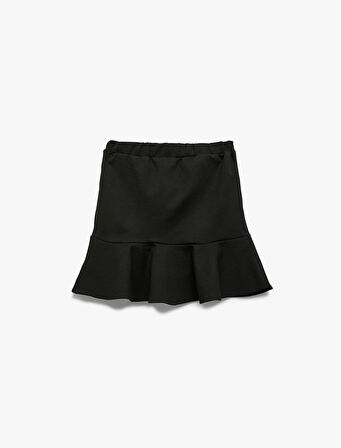 Bağlama Detaylı Viskon Karışımlı Volanlı Etek