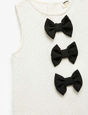 Fiyonk Detaylı Kolsuz Bisiklet Yaka Tüvit Jile Elbise