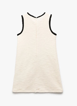 Koton Desenli Ekru Kız Çocuk Diz Üstü Elbise 6WKG80017AK