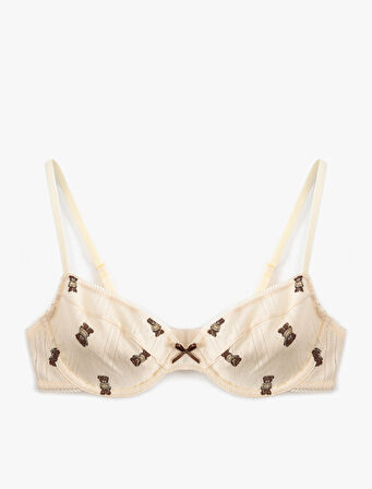 Rahat Kalıp Pamuklu Ayıcık Baskılı Balenli Sütyen