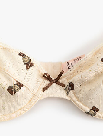 Rahat Kalıp Pamuklu Ayıcık Baskılı Balenli Sütyen