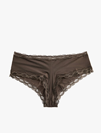 Yüksek Bel Dantelli Hipster Külot