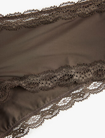 Yüksek Bel Dantelli Hipster Külot