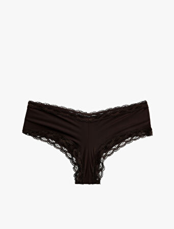 Yüksek Bel Dantelli Hipster Külot