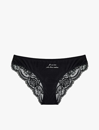 Arkası Dantel Detaylı Pamuklu Baskılı Brazilian Külot