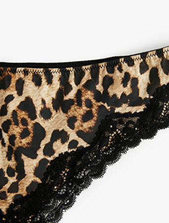 Dantelli Leopar Desenli Brief Külot