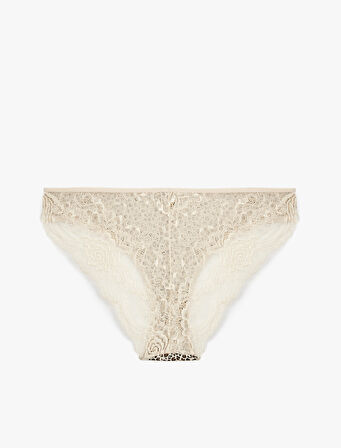 Rahat Kalıp Arkası Dantelli Pamuklu Leopar Desenli Brazilian Külot