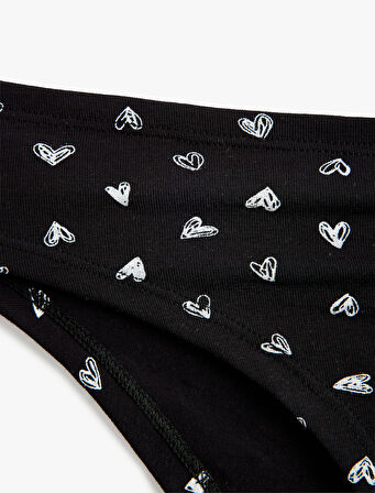 Rahat Kalıp Pamuklu Kalp Desenli Brief Külot