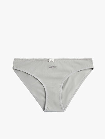 Pamuklu Rahat Kalıp Kurdele Detaylı Baskılı 3'lü Brief Külot Seti