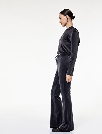 Beli Bağcıklı Rahat Kalıp Kadife Pijama Altı